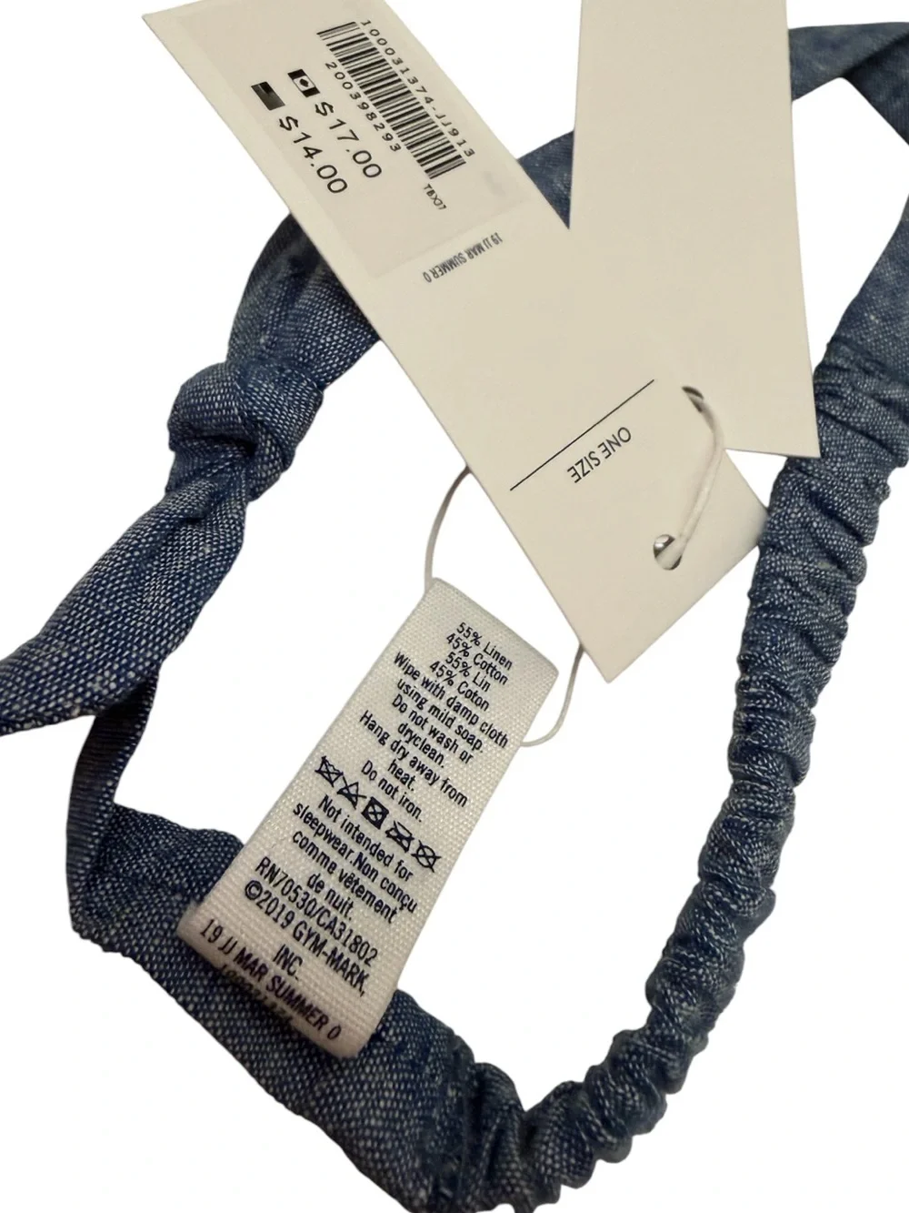 Janie and Jack Denim Linen Bow and Rosette Elastic Headbands